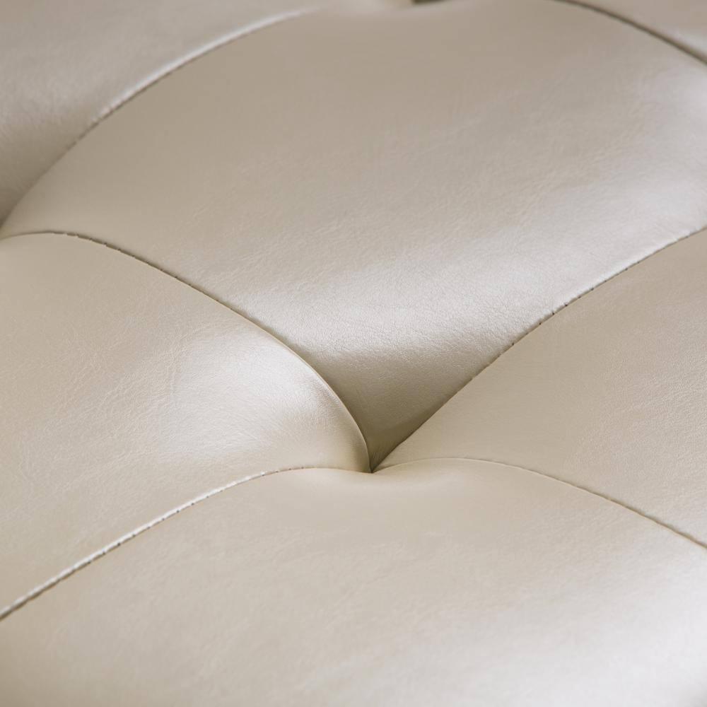 Simpli Home Cosmopolitan 34"W Upholstered Storage Ottoman with Tufted Design and Large Interior Storage
