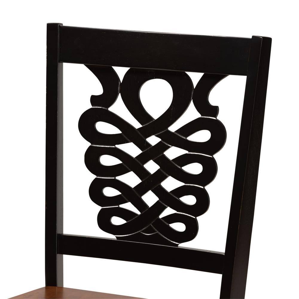 2pc Wood Gervais Two-Tone Dining Chair Set Dark Brown - Baxton Studio