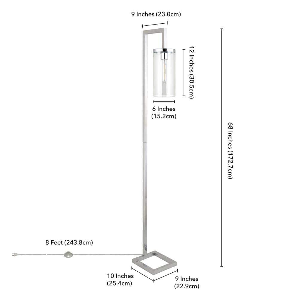 Evelyn&Zoe Modern Metal Floor Lamp with Clear Glass Shade