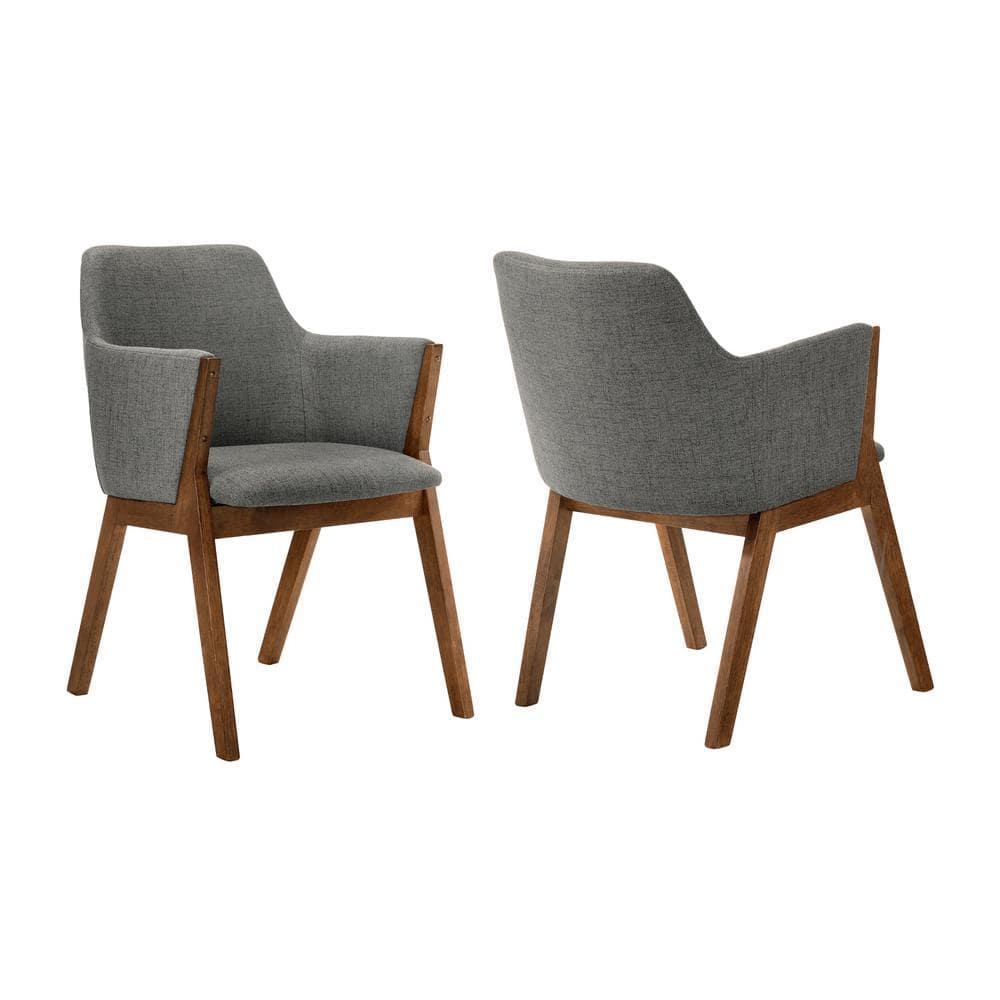 Armen Living Renzo 18" Wood Dining Side Chairs in Charcoal/Walnut (Set of 2)