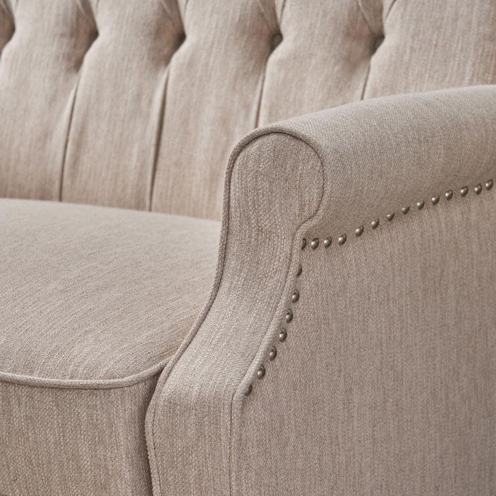 Noble House Barnsfield Oversized Tufted Push Back Recliner, Beige