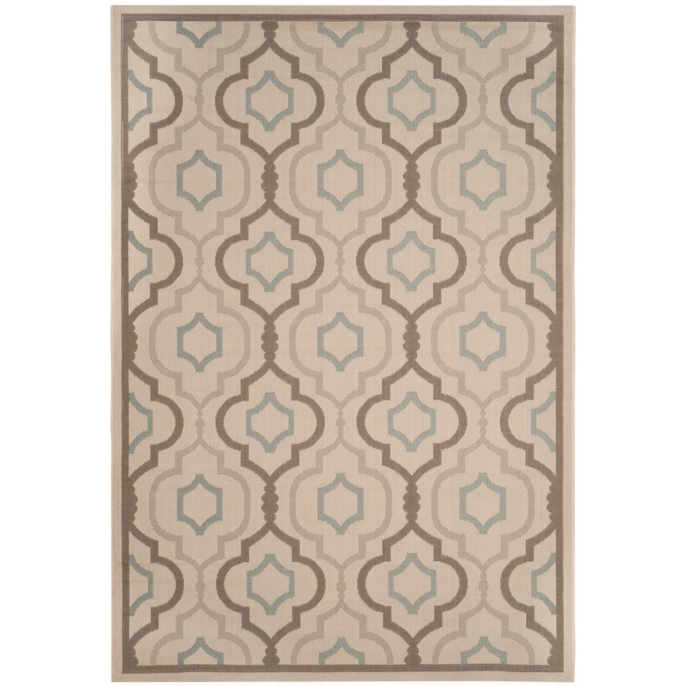 SAFAVIEH Courtyard Bayon Geometric Indoor/Outdoor Area Rug, Beige/Dark Beige, 5'3" x 7'7"