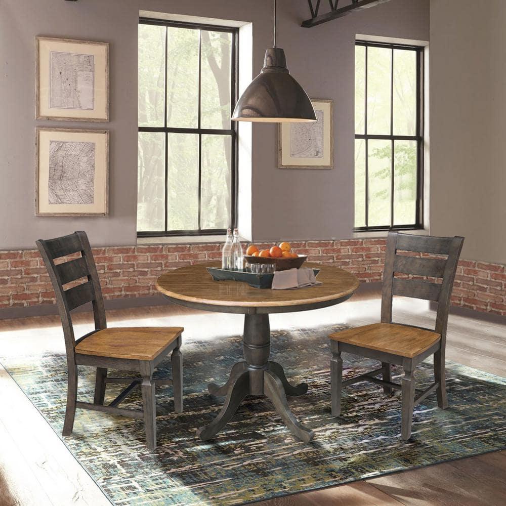 Set of 2 Vista Ladder Back Dining Chairs Hickory Brown - International Concepts: Solid Wood, Armless