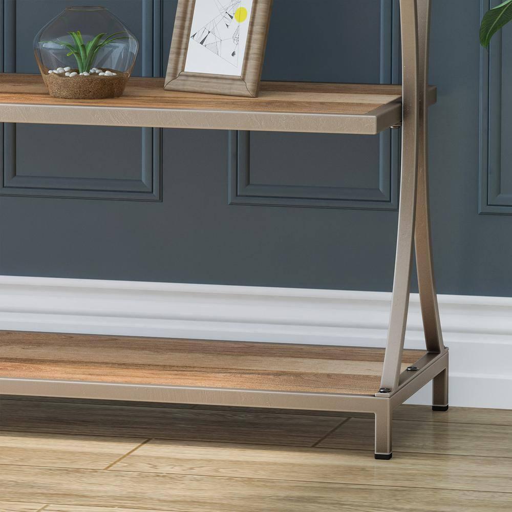 Noble House Ayaan Modern Industrial Handcrafted Mango Wood Console Table, Natural Finish and Silver