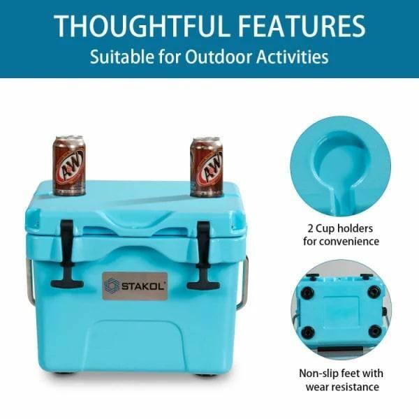 Costway 16 Quart Cooler Portable Ice Chest Leak-proof 24 Cans Ice Boxfor Camping