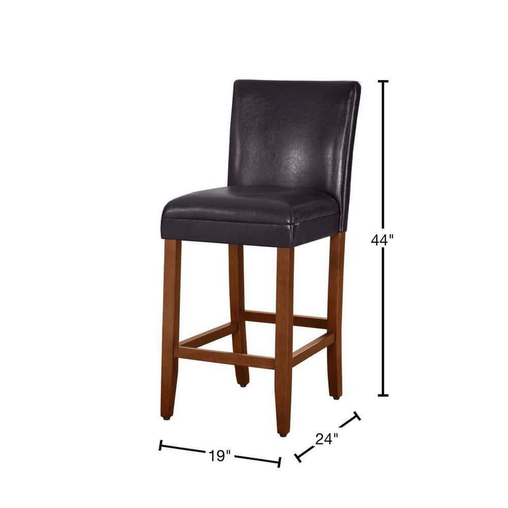 HomePop Home Decor | Classic Counter Height Bar Stools | 29 Inch Bar Stools | Decorative Home Furniture (Brown Faux Leather) Single Pack