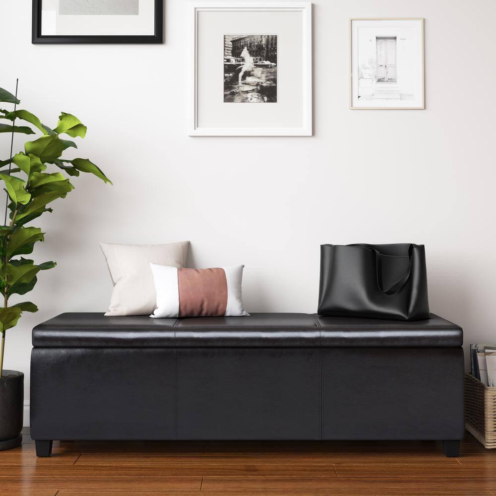 Simpli Home Avalon Extra Large Storage Ottoman Bench,Assembled