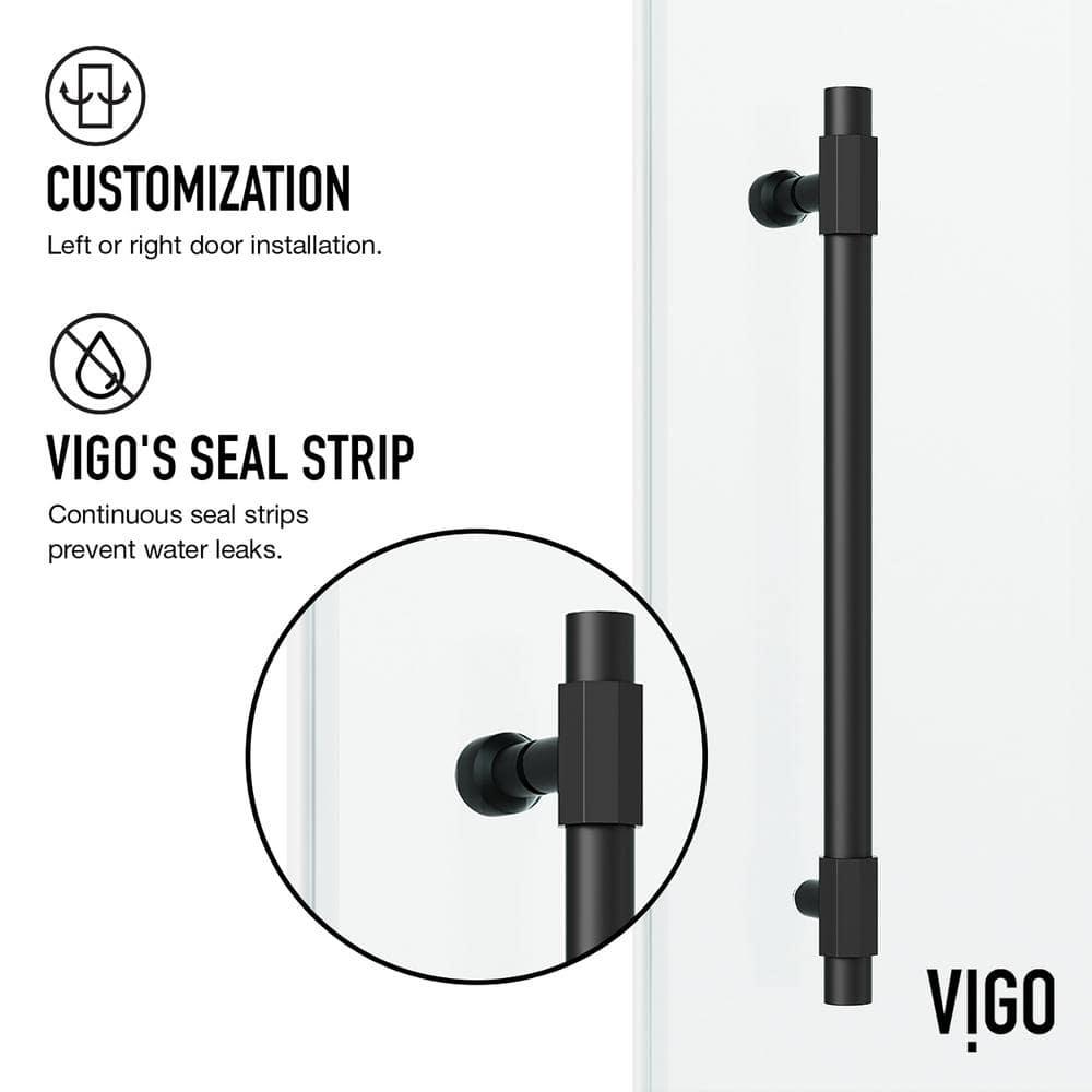 Elan Hart 56-60" W x 76" H Sliding Frameless Shower Door with 3/8" Clear Glass