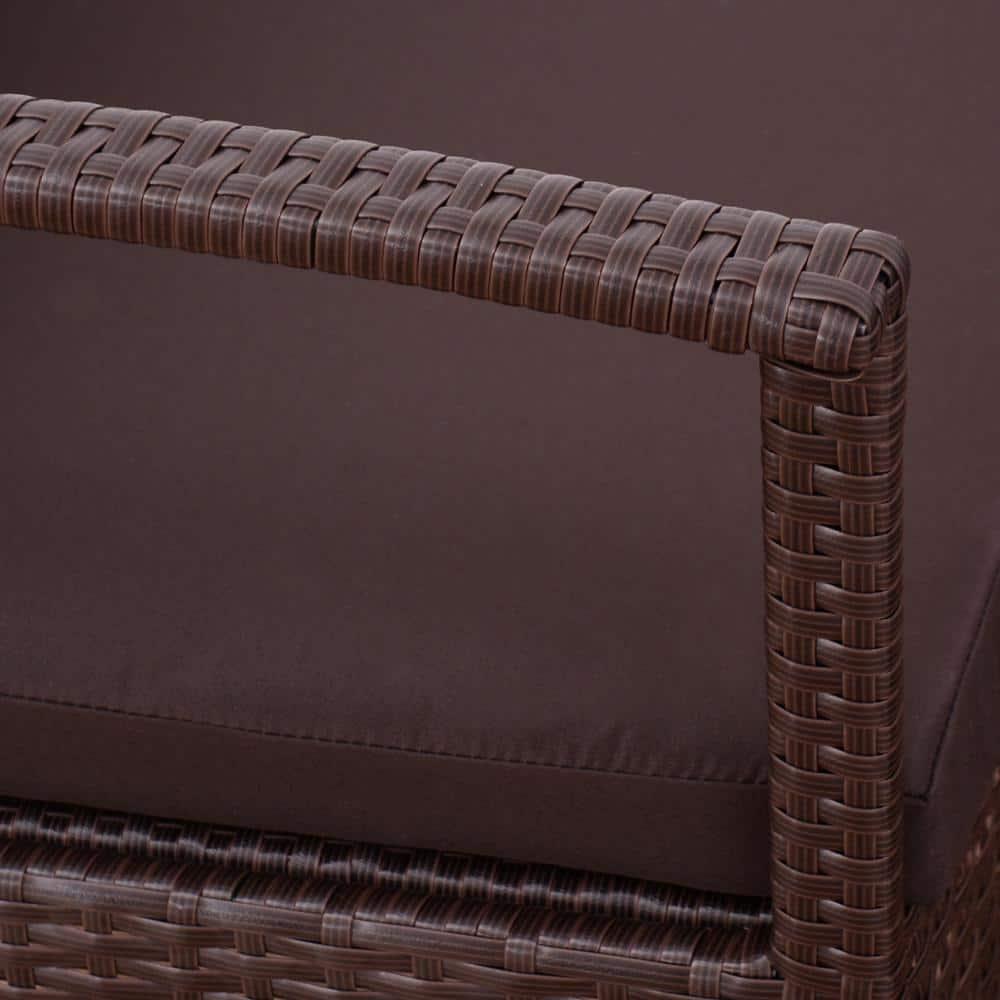 Costway 4PCS Patio Rattan Wicker Furniture Set Loveseat Sofa Cushioned Garden Yard Brown