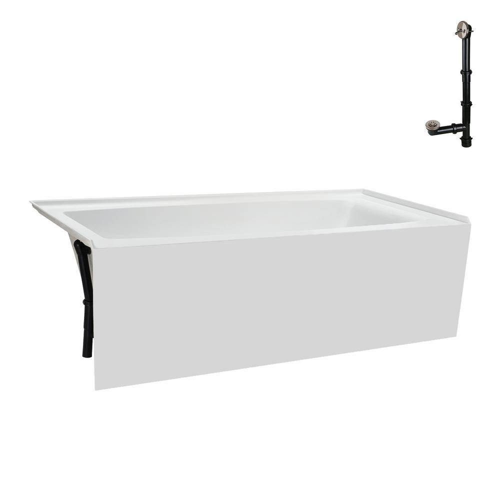 Streamline 60 in. x 30 in. Acrylic Left-Hand Drain Alcove Bathtub in Glossy White With External Drain