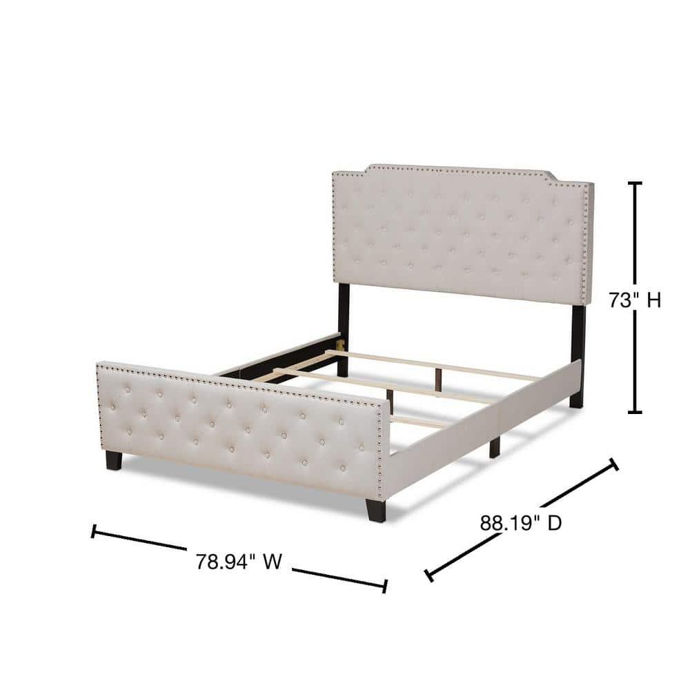 Marion Fabric Upholstered Button Tufted Panel Bed - Baxton Studio