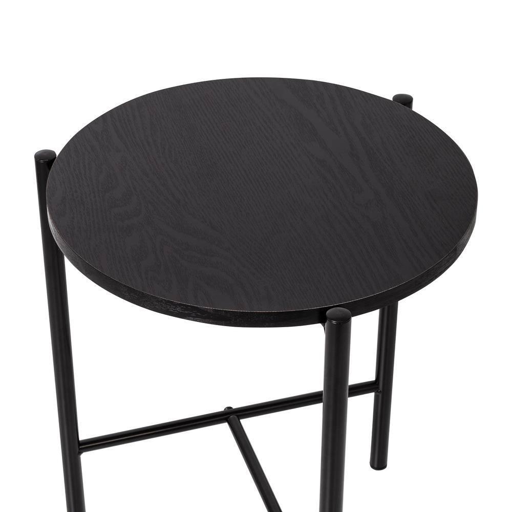 Honey-Can-Do Round Side Table with T-Pattern Base, Black