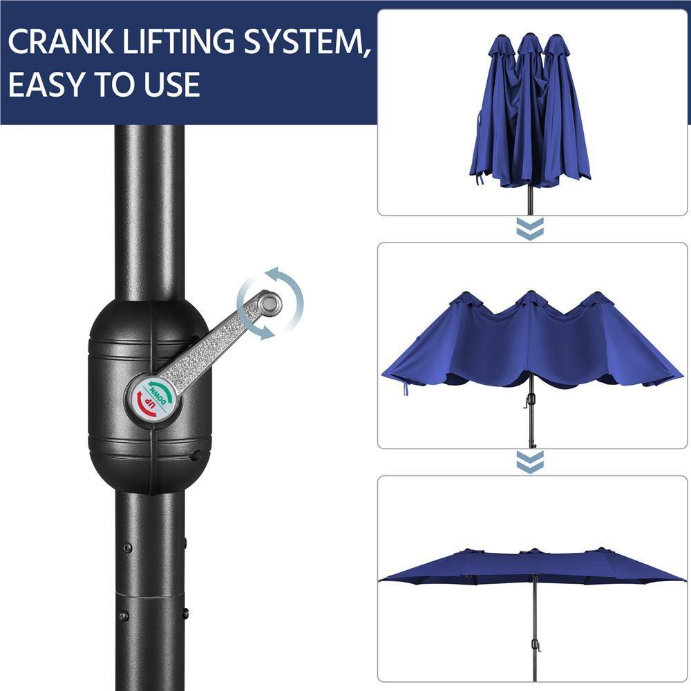 Yaheetech 13 ft Outdoor Patio Umbrella with Crank, Navy Blue