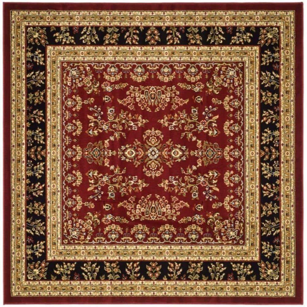 Lyndhurst Sarouk LNH331 Power Loomed Area Rug - Red/Black - 6'x6' - Safavieh