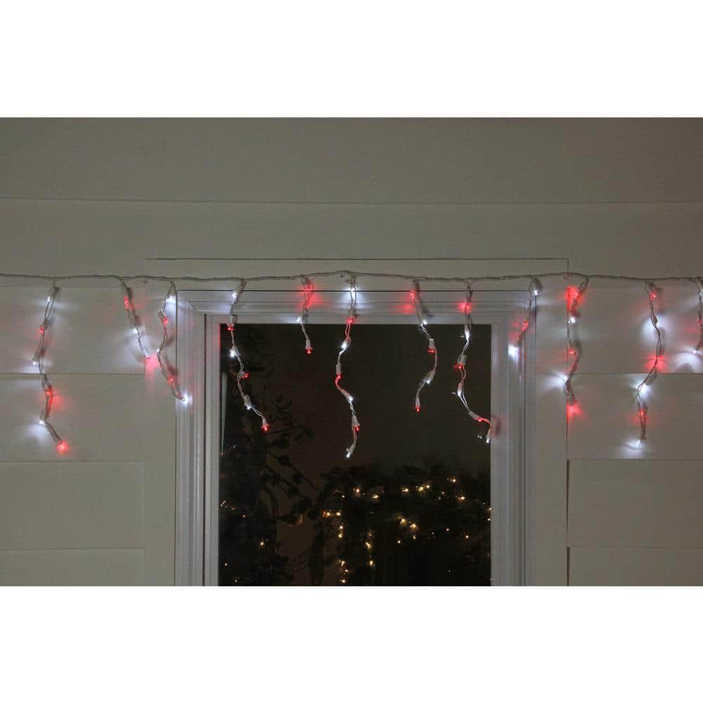 Northlight 100ct Wide Angle LED Icicle String Lights Red/Pure White - 6.75' White Wire