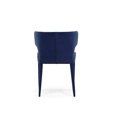 Limari Home Lucero 20" Modern Velvet and Metal Dining Armchair in Blue