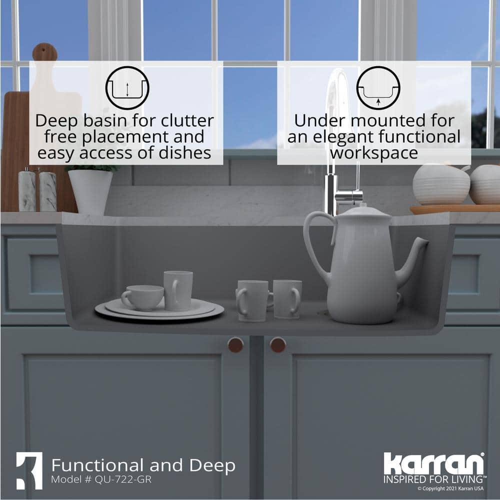 Karran Karran Undermount Quartz Composite 33-1/2'' X 21'' Single Bowl Kitchen Sink QU-722-GR
