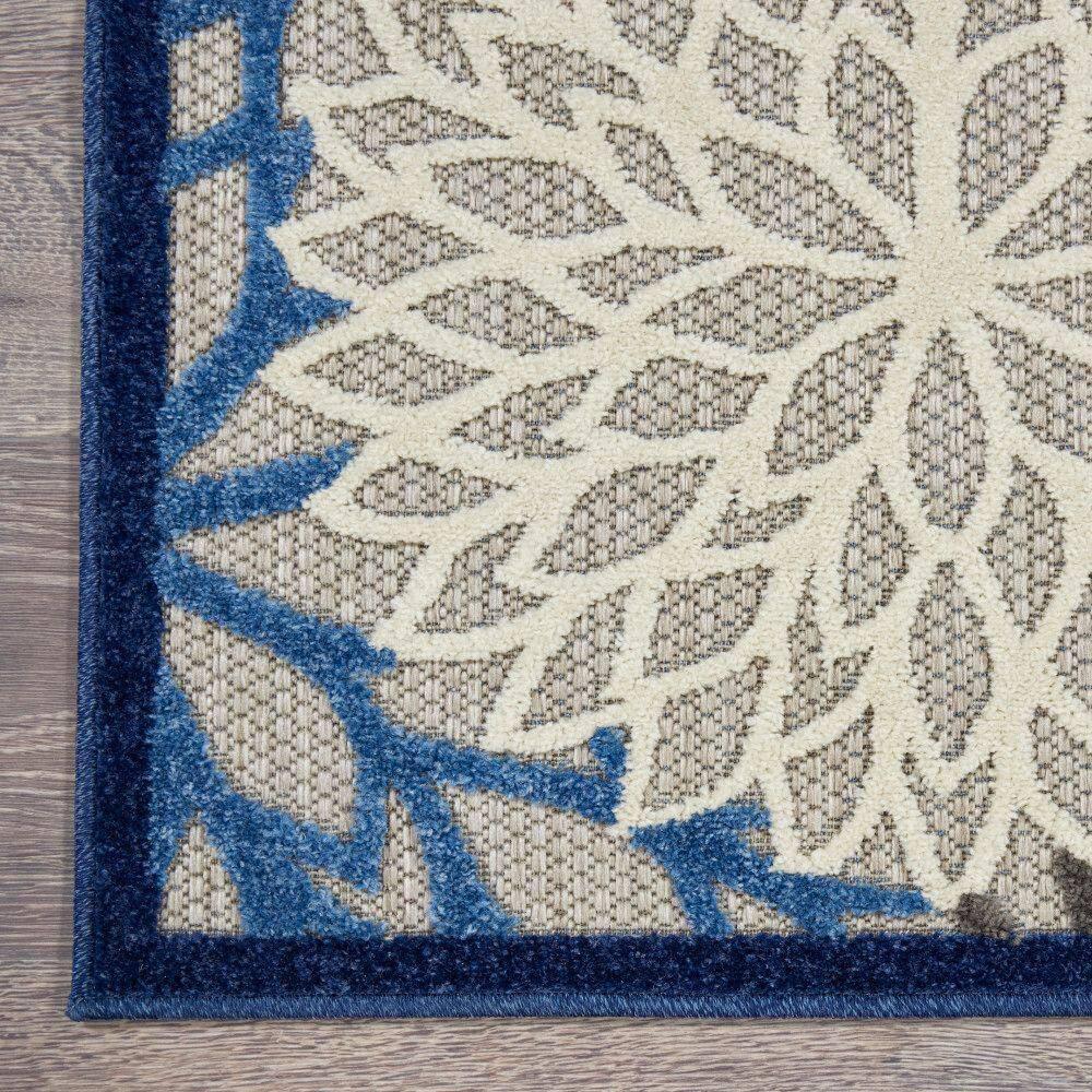 Nourison Aloha Floral Bloom Flatweave High-Low Indoor Outdoor Area Rug Blue/Multicolor 3'6" x 5'6"