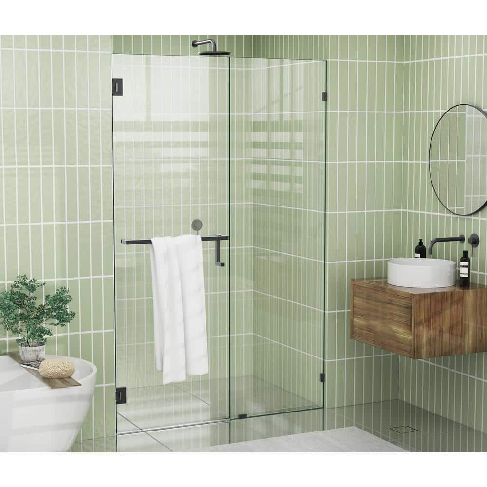 Umbra 51 in. x 78 in. Fully Frameless Wall Hinge Towel Bar Shower Door