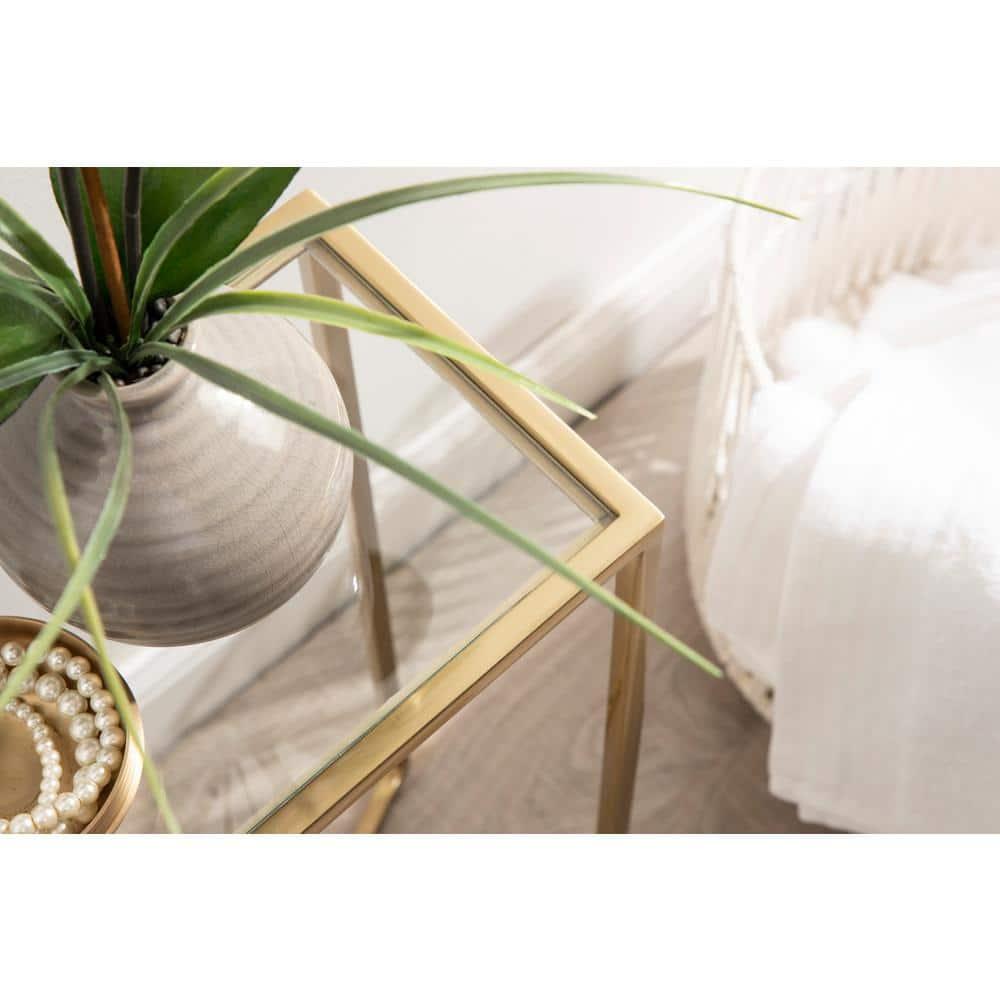 Kate and Laurel Jaspur Rectangle Metal Side Table, 16x8x24, Gold