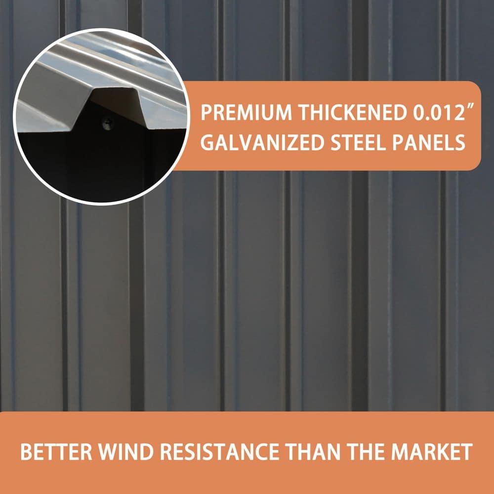 VEIKOUS 8'x10' Outdoor Storage Shed, Metal Tool Storage Sheds 80 sq ft, w/Lockable Door & Air Vent, Grey