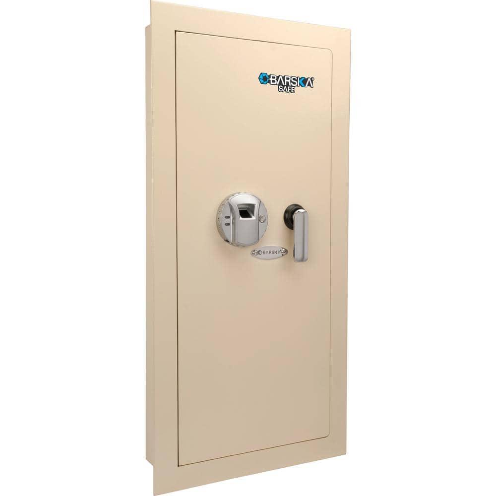 Barska 0.82 CUBIC FT LEFT OPEN BEIGE  BIOMETRIC WALL SAFE