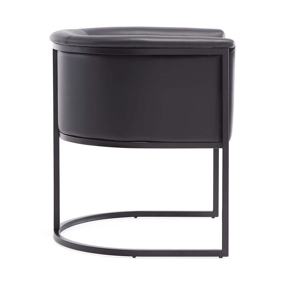 Bali Faux Leather Dining Chair Black - Manhattan Comfort: Upholstered Metal Frame, No Assembly Required, Armrests