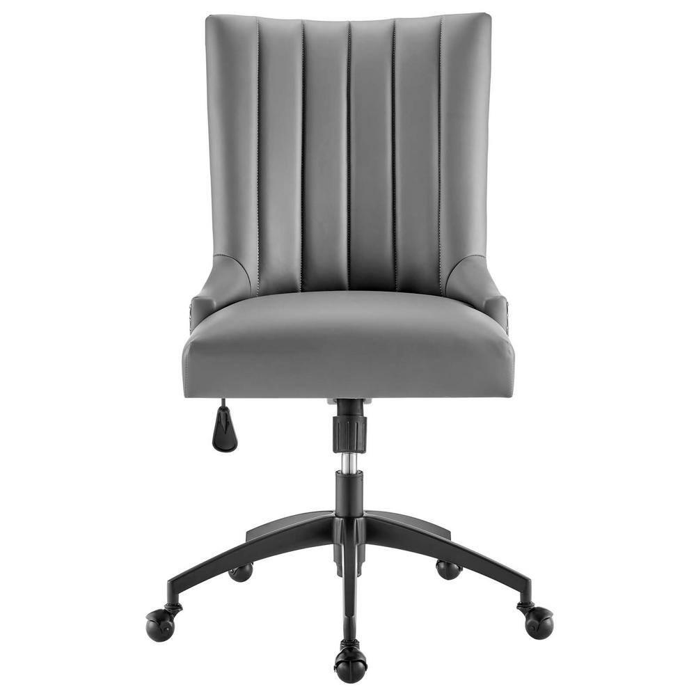 Modway Empower Channel Tufted Vegan Leather Office Chair in Black Gray