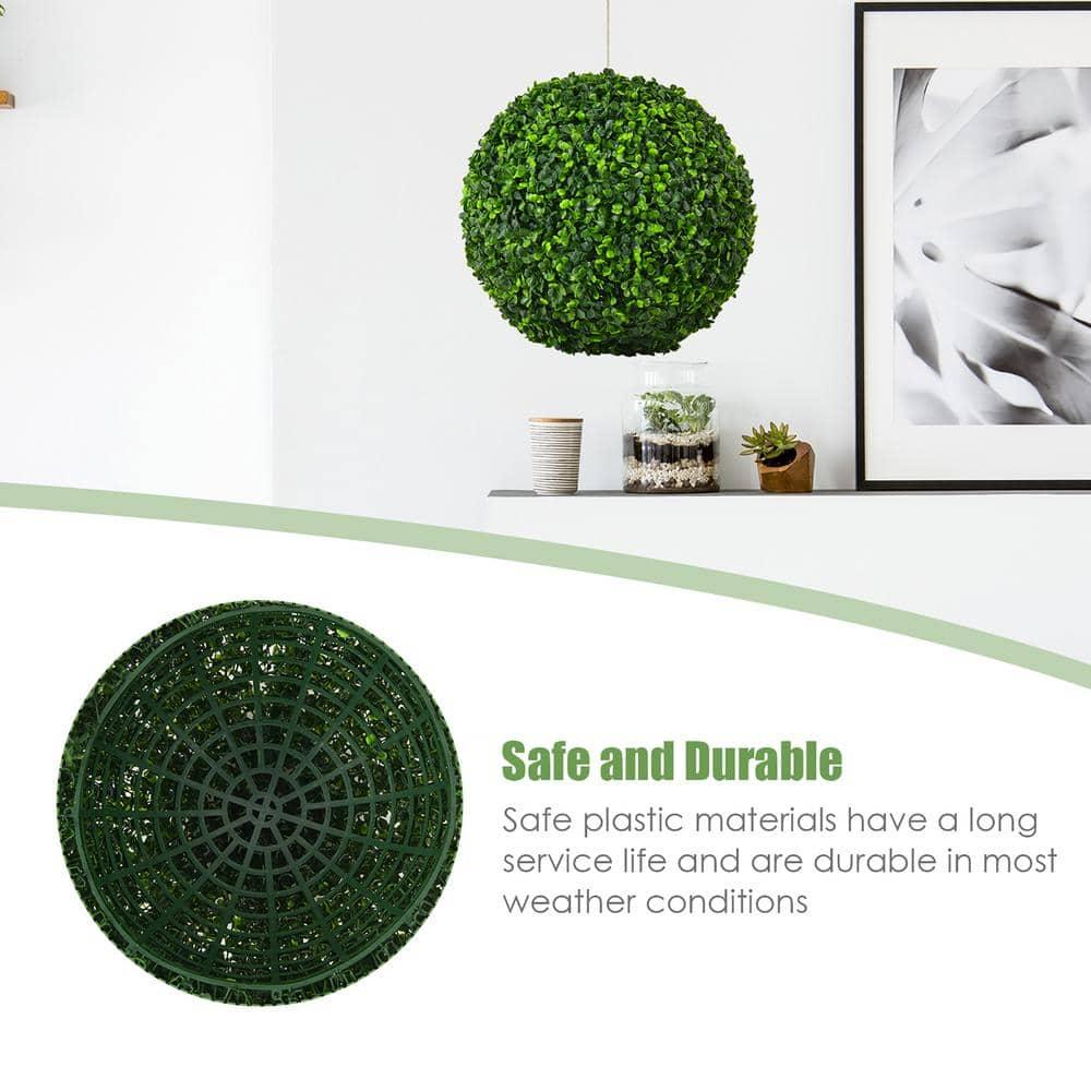 Costway 2 PCS 15.7'' Artificial Boxwood Topiary Balls UV Protected Indoor Outdoor
