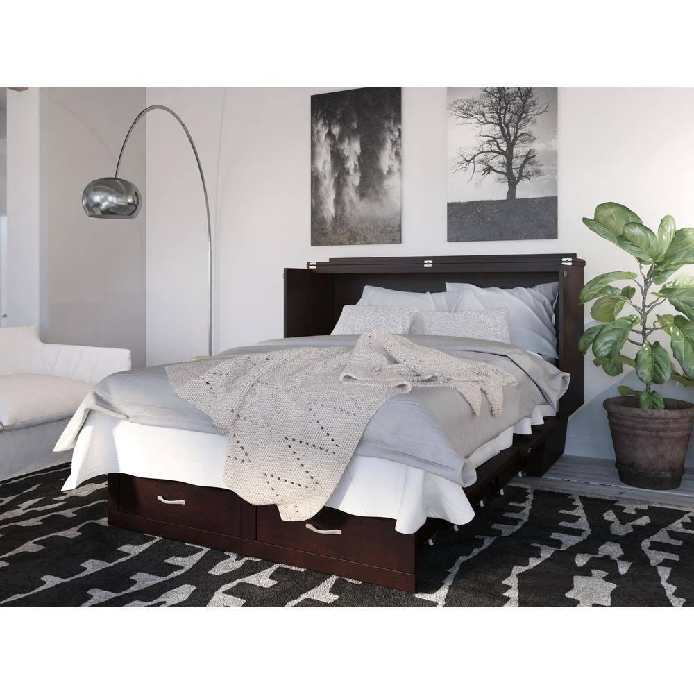 Queen Monroe Murphy Bed Chest with Memory Foam Mattress - AFI