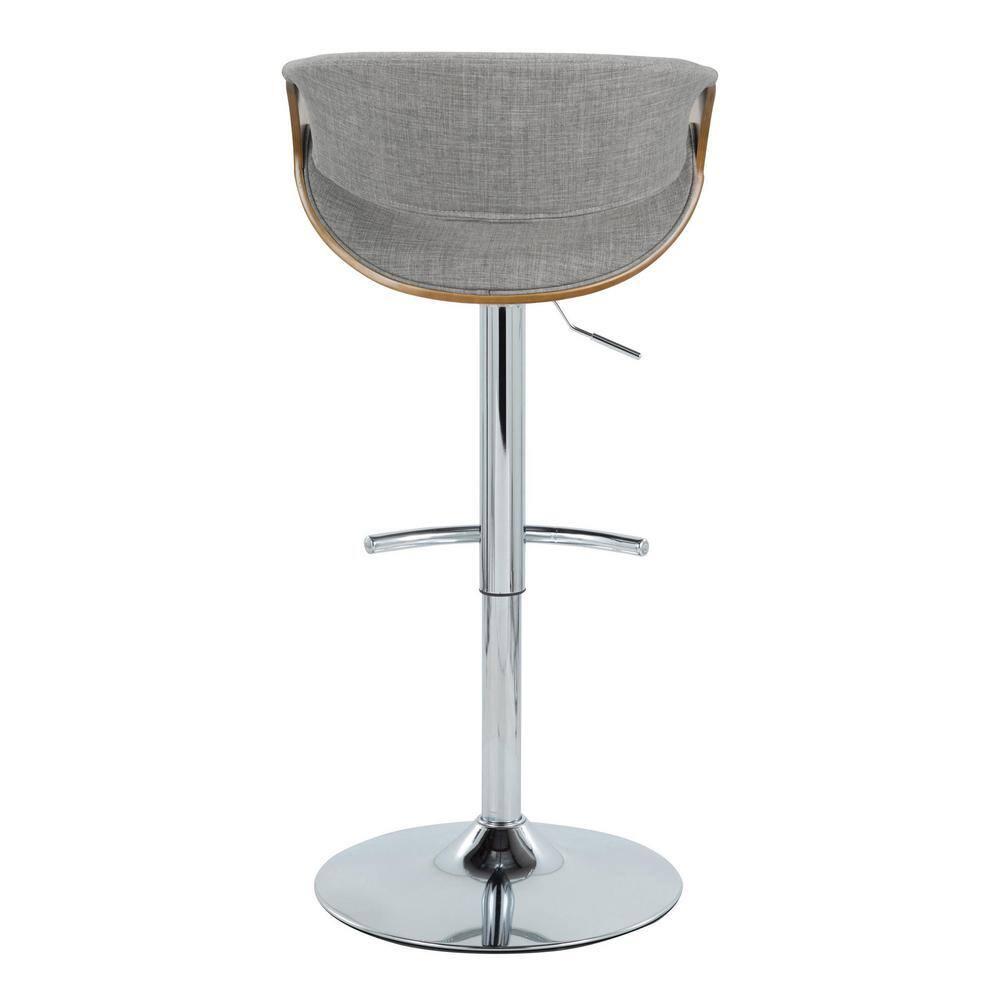 Set of 2 Curvo Adjustable Barstools Walnut/Light Gray - LumiSource: Mid-Century Modern, Swivel, Footrest, Foam Filled