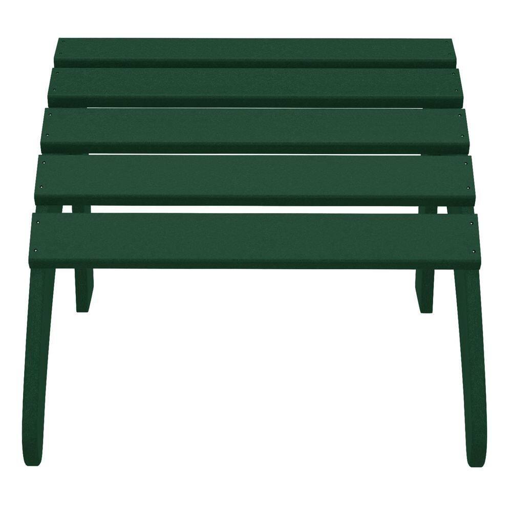 Polytrends  Laguna Hdpe All Weather Outdoor Patio Foldable Ottoman Dark Green
