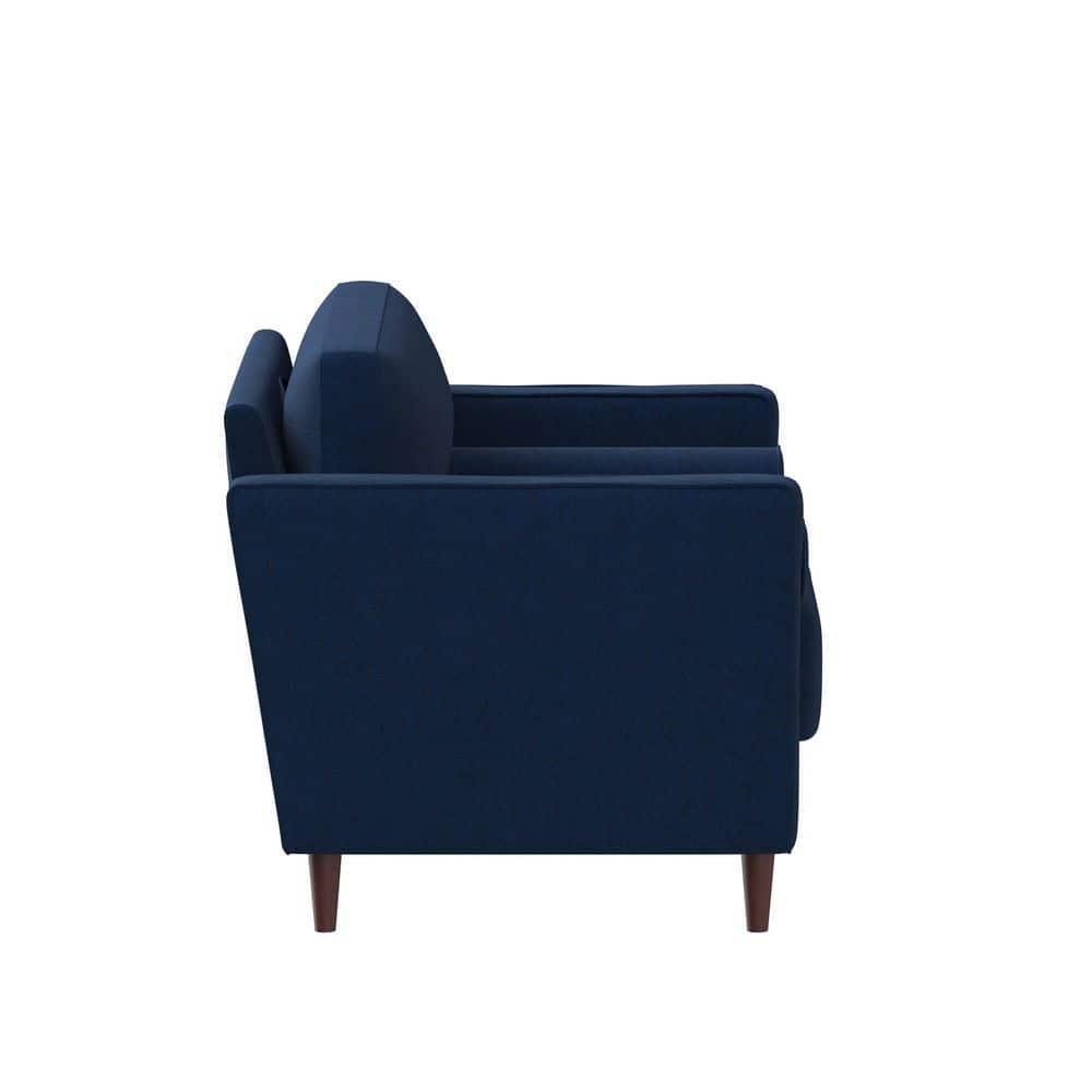 LifeStyle Solutions Jareth King Chair in Navy Blue Fabric Upholstery