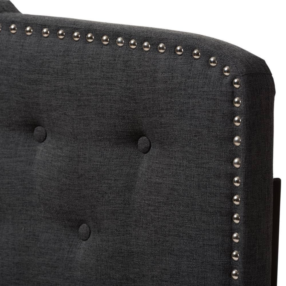 King Lucy Modern and Contemporary Fabric Headboard Dark Gray - Baxton Studio: Upholstered, Button-Tufted, Nailhead Trim