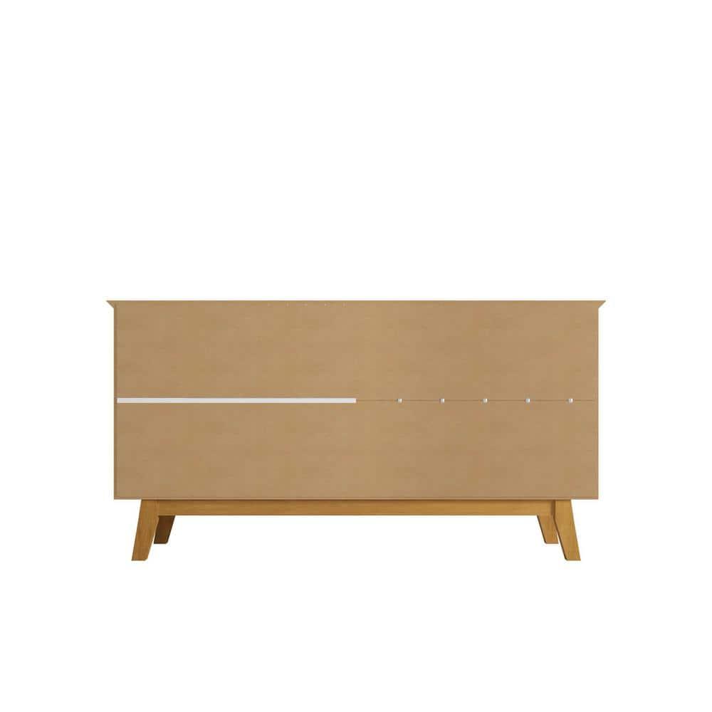 Manhattan Comfort 62.99" Yonkers Sideboard Rustic Brown: Mid-Century Modern, MDF, 4-Door Storage