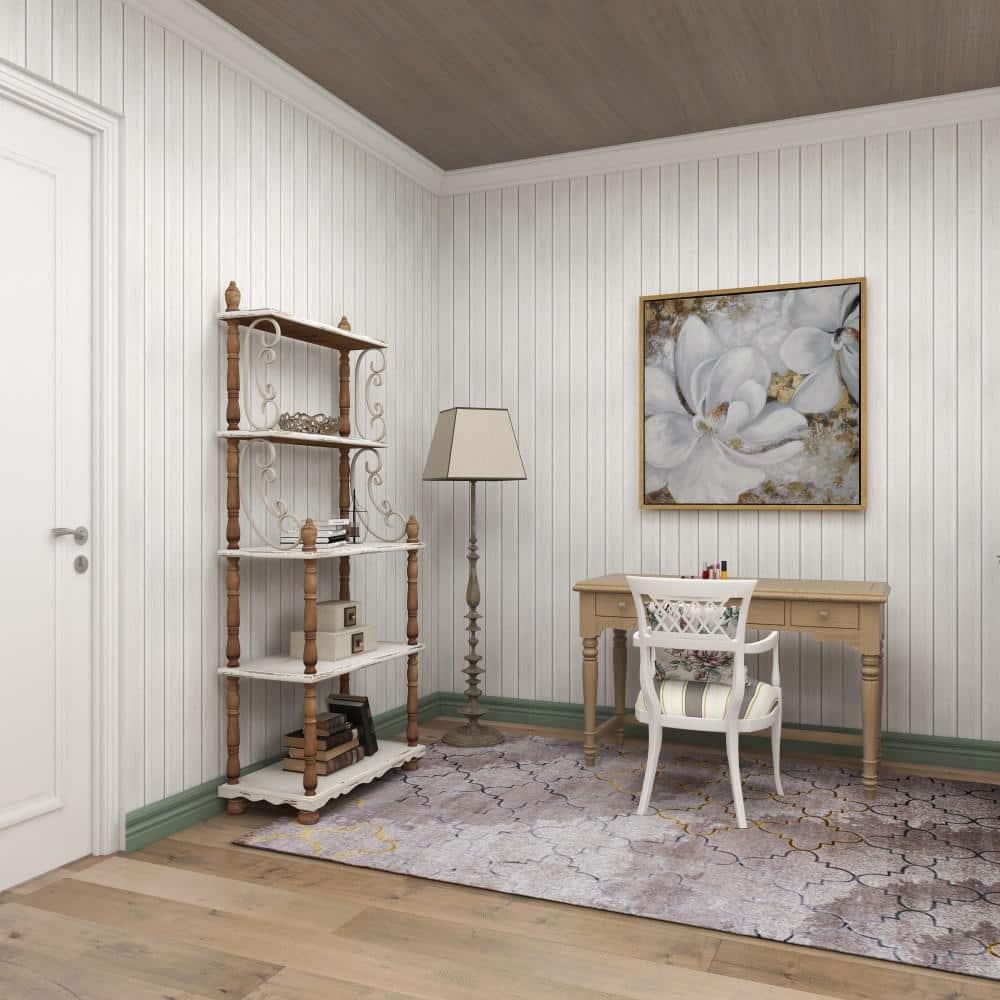 75" x 32" Farmhouse Wood Shelving Unit Off White - Olivia & May: 5-Tier Storage Bookcase