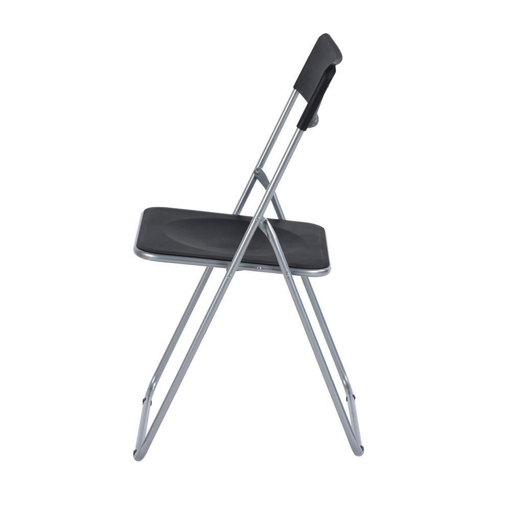 Homylin Steel Frame Folding Chairs Pack of 6, Saving-Space Plastic Seat and Steel Frame for Home Office Waiting Indoor Room Commercial Party Outdoor Events, Black