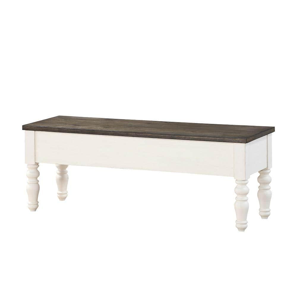 Steve Silver Co. Joanna Two-Tone Storage Bench Ivory/Mocha: Lift-Top Entryway Furniture, Mango Wood Frame