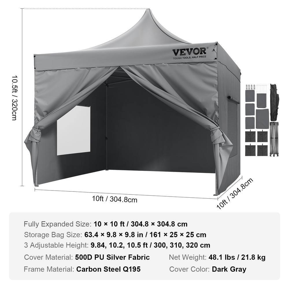 Stellweilan Tessberg 10x10 FT Pop up Canopy with Removable Sidewalls, Instant Canopies