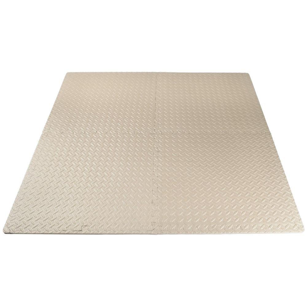 ProsourceFit Exercise Puzzle Mat 1/2-in, Beige, 24 Sq Ft - 6 Tiles
