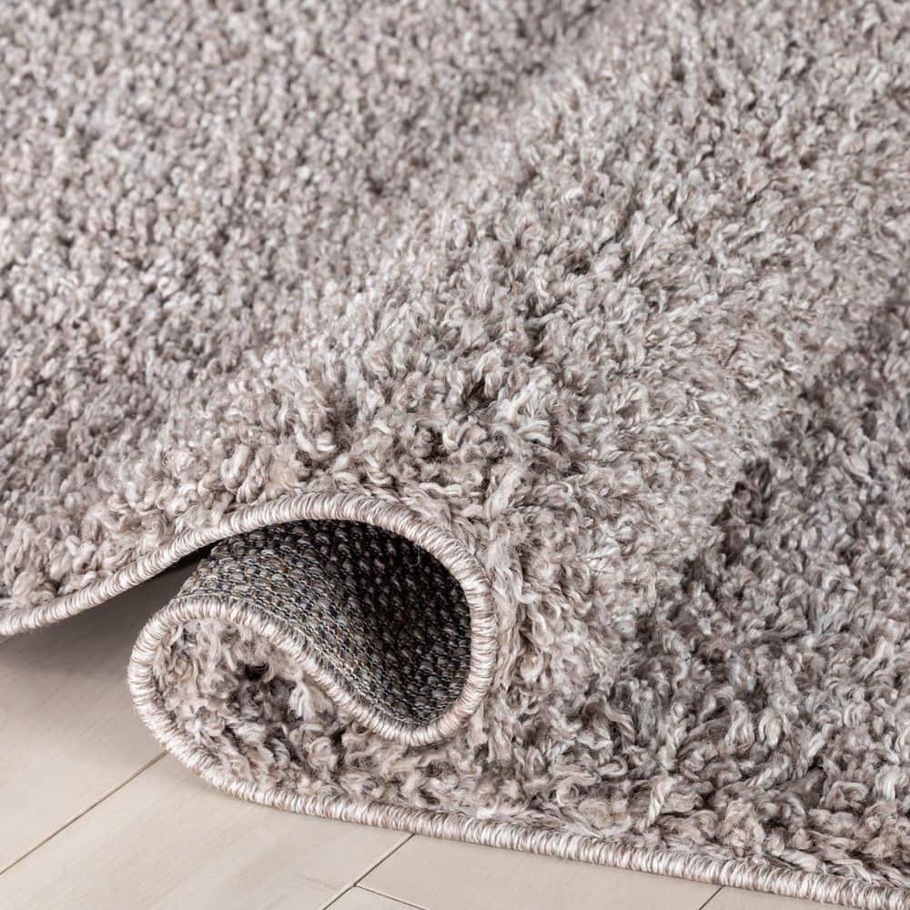 Well Woven Emerson Modern Solid Beige/Grey Textured Shag Rug