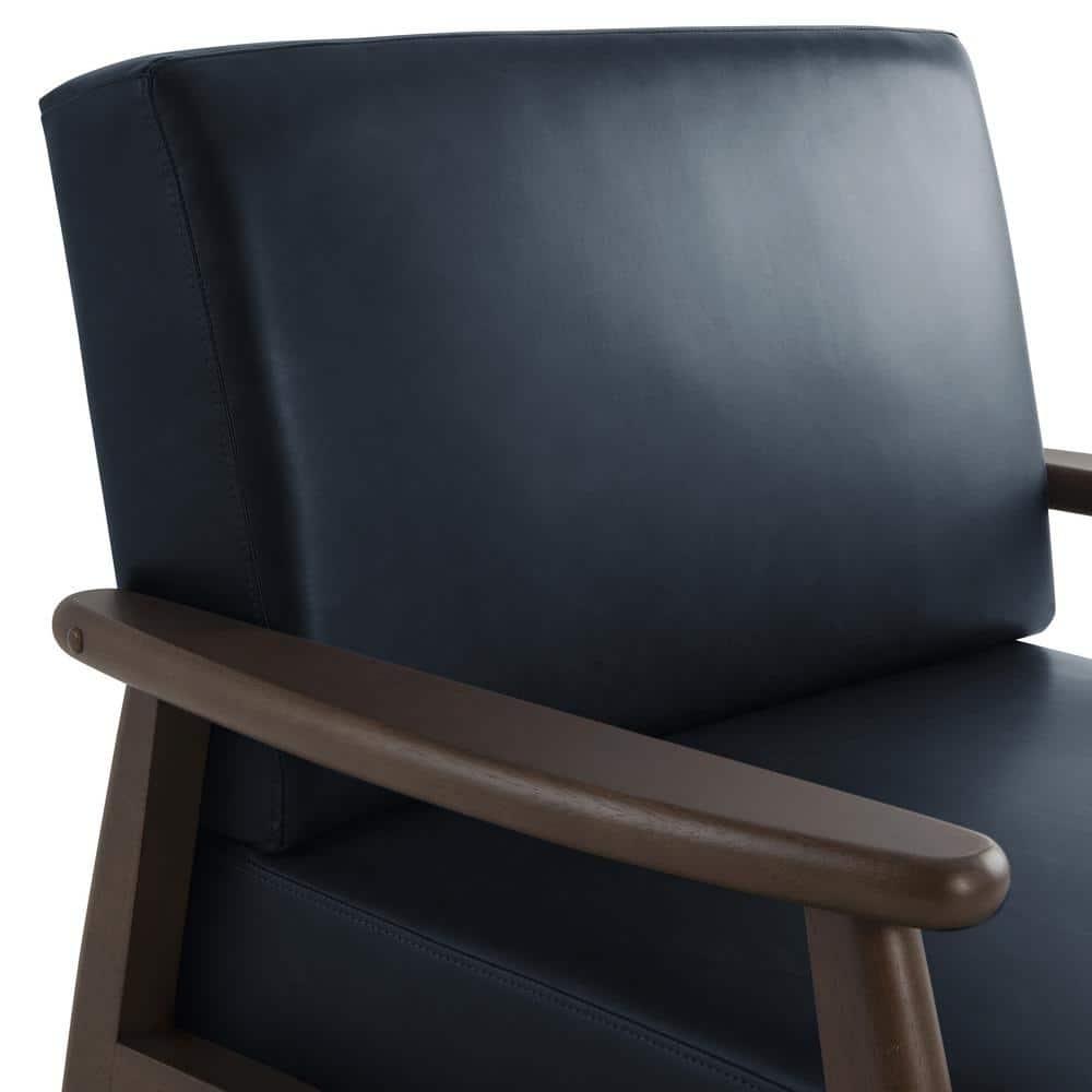 36.6" Modern Solid Wood Accent Chair Upholstered in Faux Leather