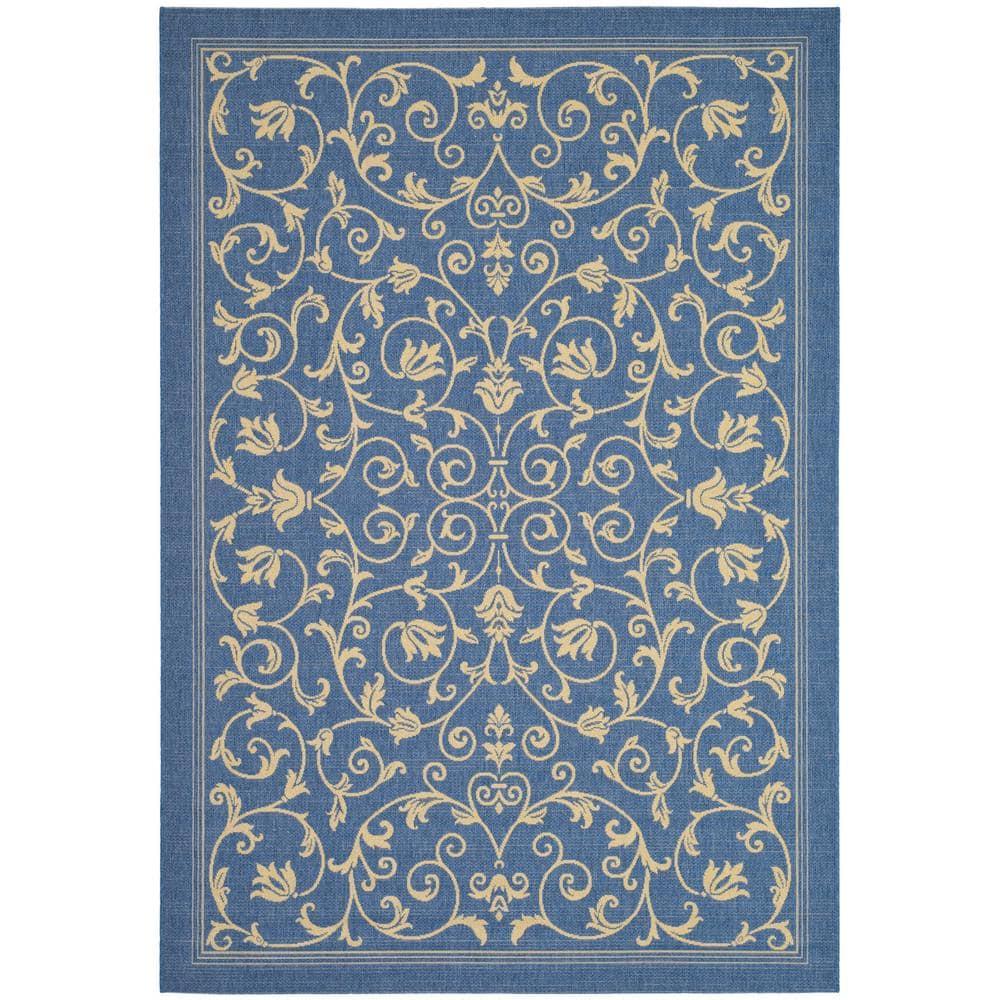 Courtyard CY2098 Power Loomed Indoor and Outdoor Area Rug - Blue/Natural - 9'x12' - Safavieh