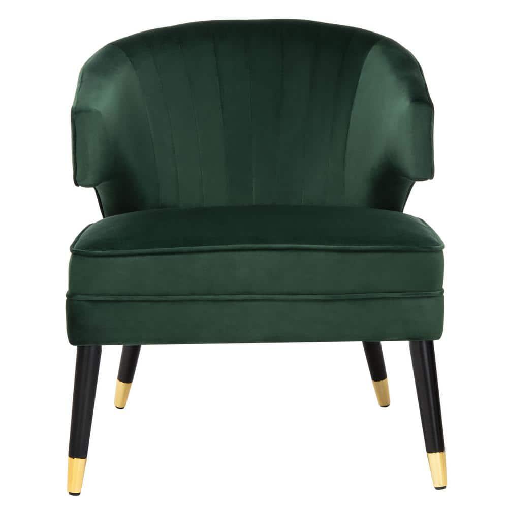 Stazia Wingback Accent Chair - Forest Green/Black - Safavieh