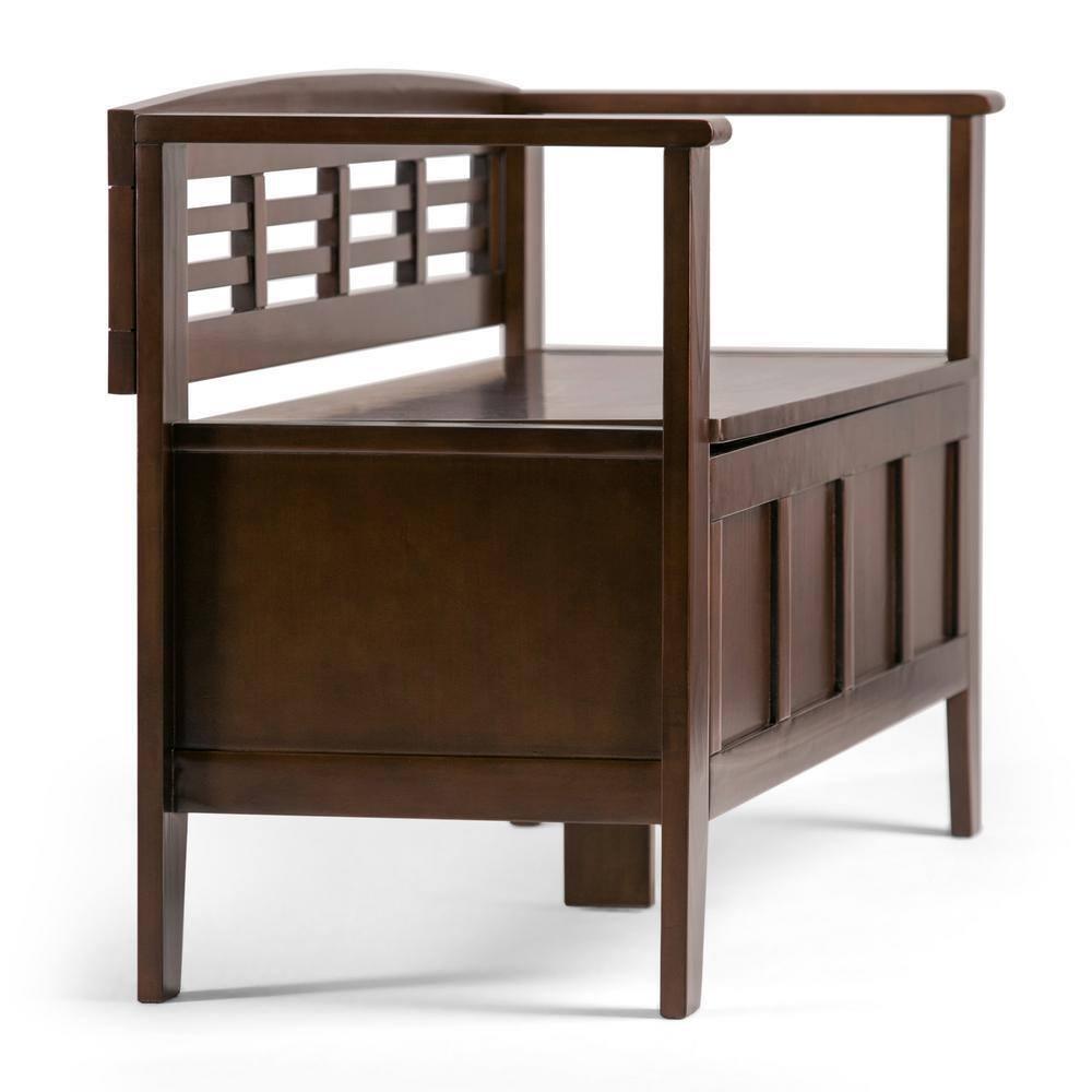 Simpli Home Adams 48"W Solid Wood Contemporary Entryway Storage Bench with Lift-Top Lid and Dual Compartments & Reviews | Wayfair