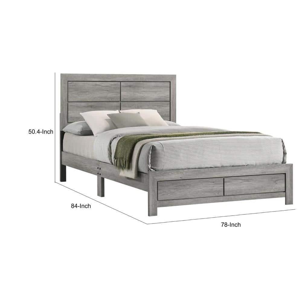 Benjara Robin King Size Bed, Platform Base, Driftwood, 8 Support Legs