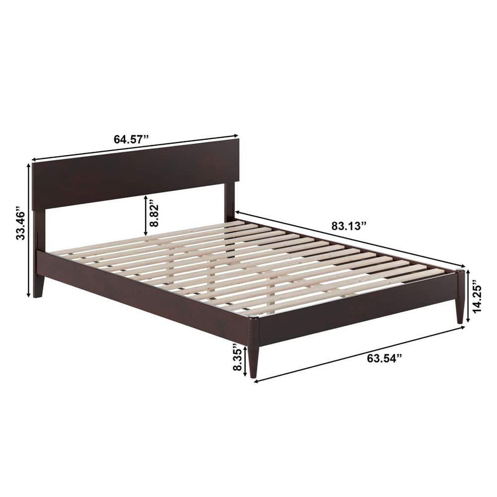 AFI Aria Queen Modern Solid Wood Low Profile Platform Bed, Espresso