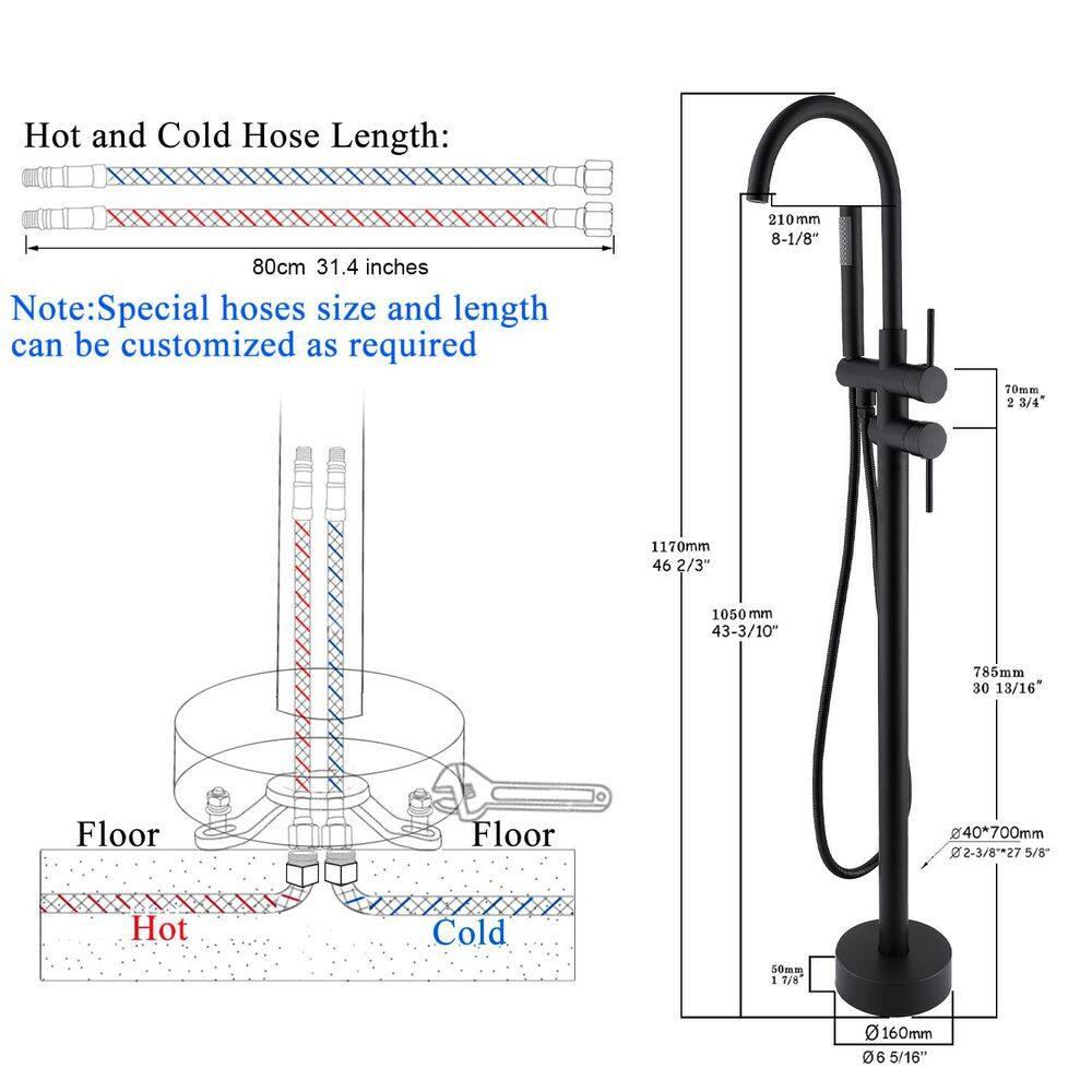 PENGFANG WORLDWIDE LLC Double Handle Floor Mounted Tub Filler With Handshower P017MBTF