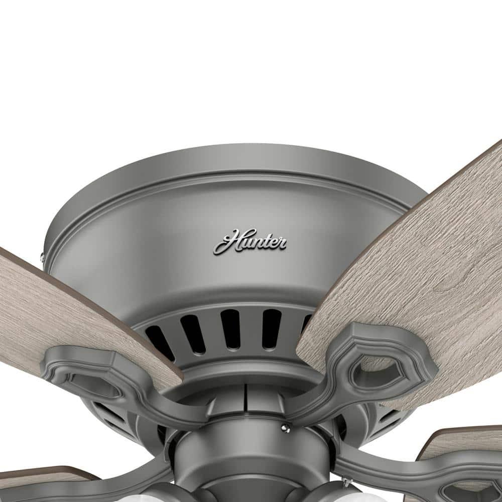 Builder Low Profile 52" 5 - Blade Flush Mount Ceiling Fan with Lights and Pull Chains