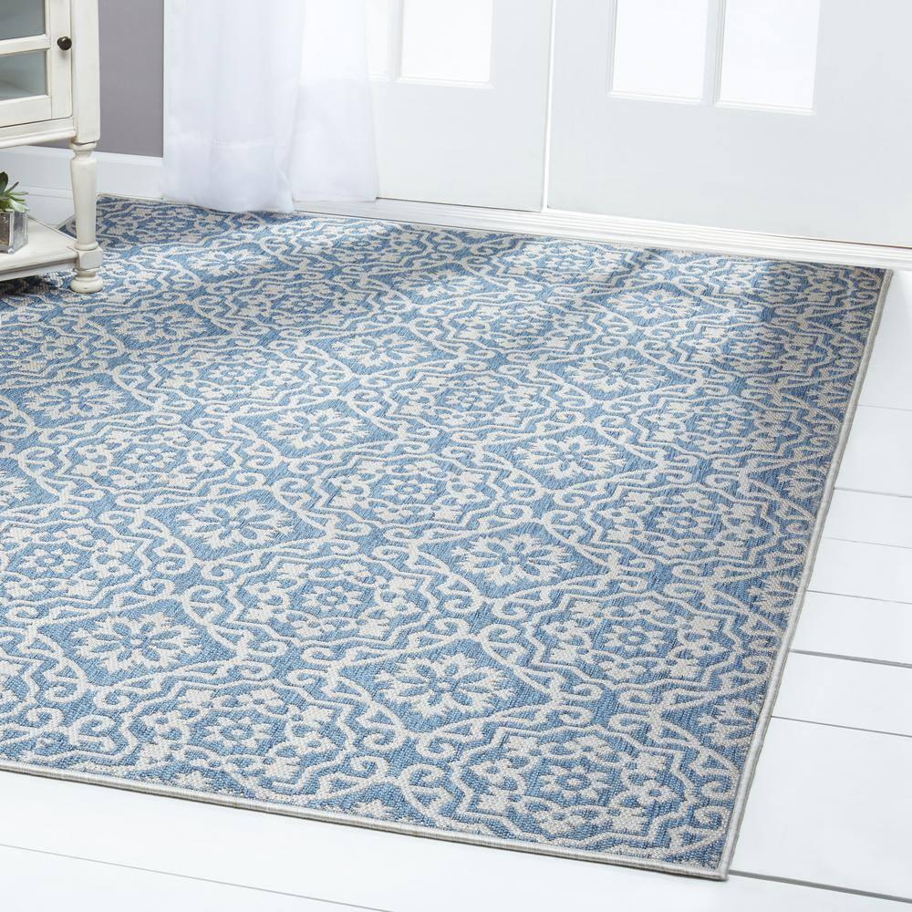 Nicole Miller New York Patio Country Danica Geometric Indoor/Outdoor Area Rug, Blue/Gray